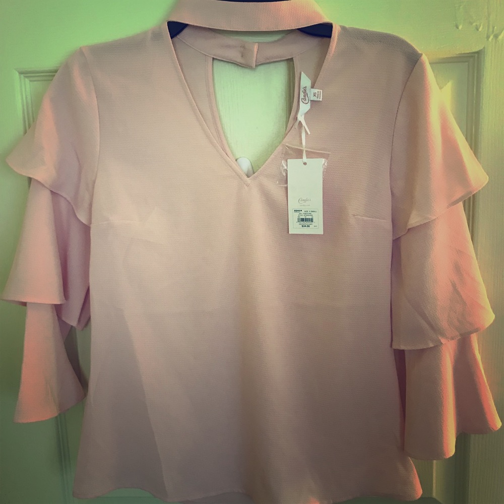 Candie’s Blush Cut Out Ruffle Top Sz XS